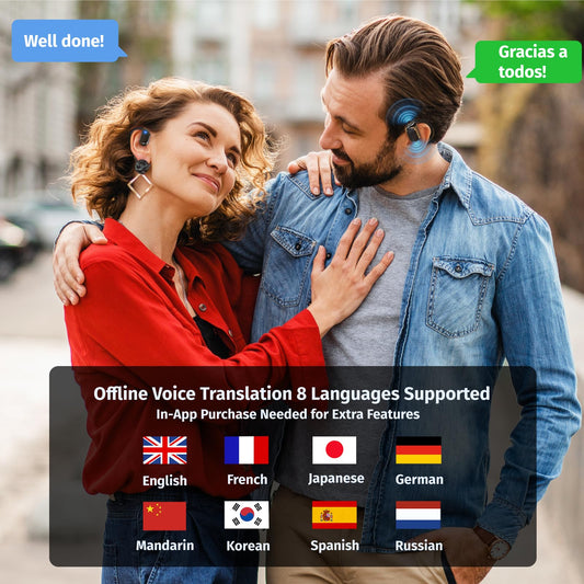 Uear 2025 Translation Earbuds Real Tme, 3-in-1 OWS Translation Earbuds 144 Languages & Accents (Bright Black)