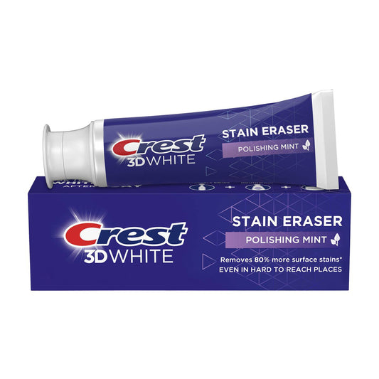 Crest 3D White Stain Eraser Teeth Whitening Toothpaste, Polishing Mint, 2.7 oz