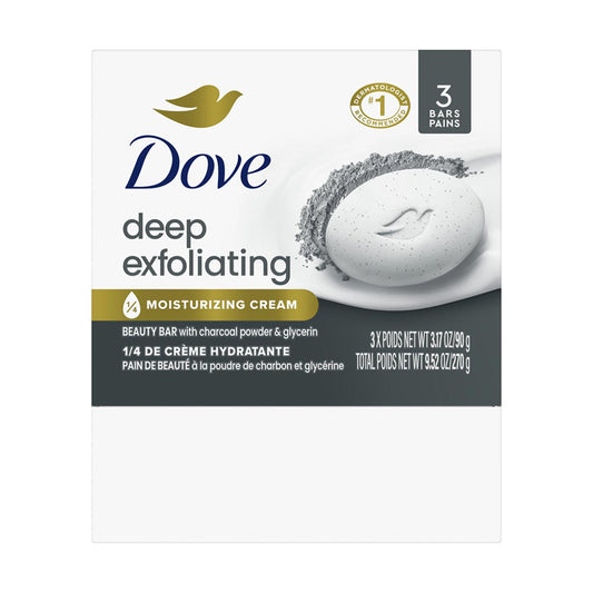 Dove Beauty Bar Soap, Deep Exfoliating, 3.17 oz, 3 ct