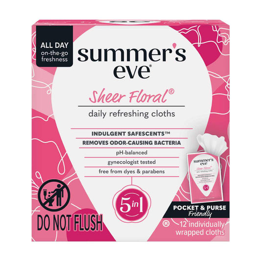Summer's Eve Sheer Floral Daily Refreshing Cloths, pH-Balanced, 12 ct