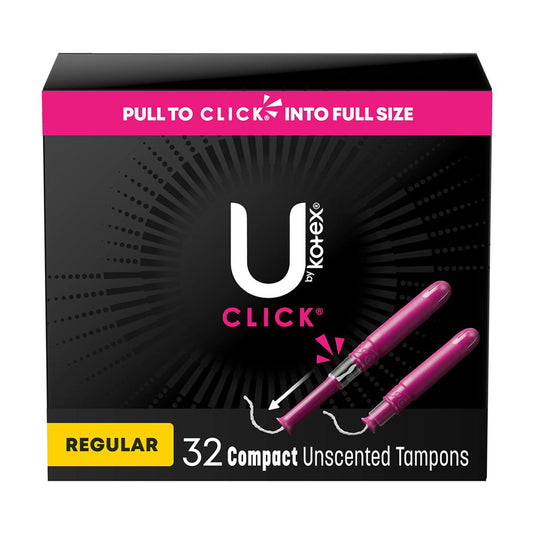 U by Kotex Click Compact Tampons, Regular, Unscented, 32 ct