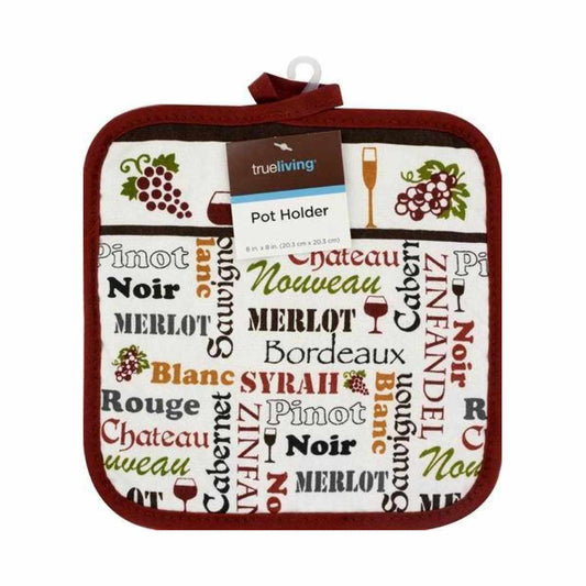 TrueLiving Wine-Themed Pot Holder, 8 in x 8 in