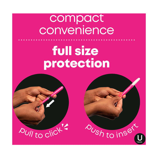 U by Kotex Click Compact Tampons, Regular, Unscented, 32 ct