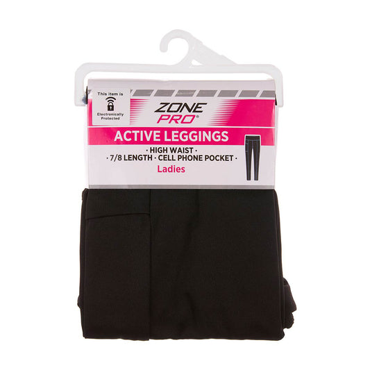 Zone Pro Ladies Active Leggings, 7/8 Length, Black, Size M