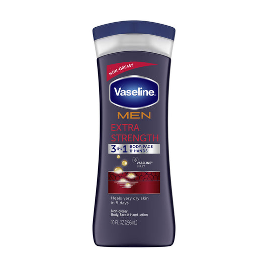 Vaseline Men 24-Hour Moisture Extra Strength Body & Face Lotion 10 fl oz Squeeze Bottle