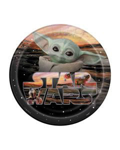 Unique 9" Star Wars The Mandalorian The Child Baby Yoda Party Plates, 8 ct