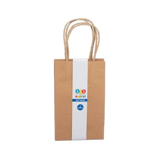 321 Party! Gift Bags - Kraft Brown, 2 ct