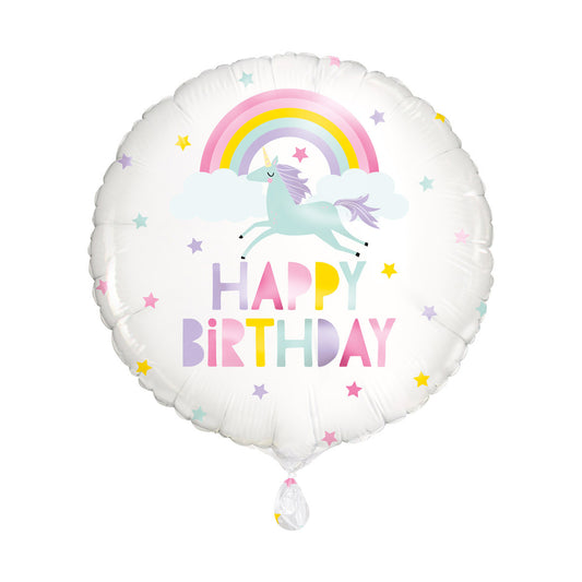 Unique Party! Unicorn 'Happy Birthday' Round Balloon