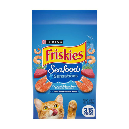 Purina Friskies Seafood Sensations Dry Cat Food, 3.15 lbs