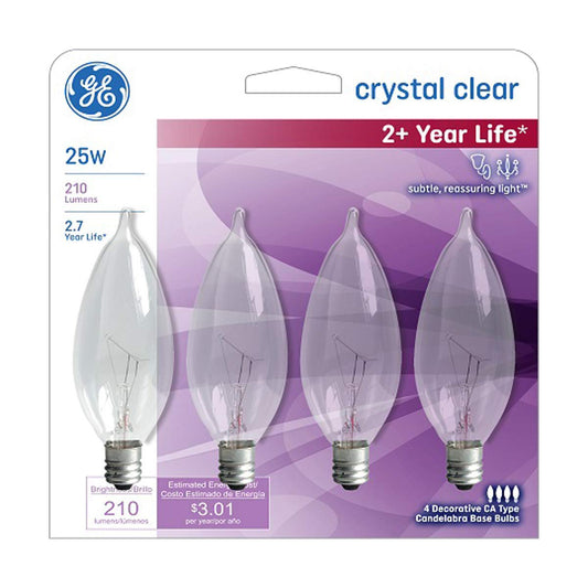 GE Crystal Clear Bent SM Bulb 25W, 4 ct