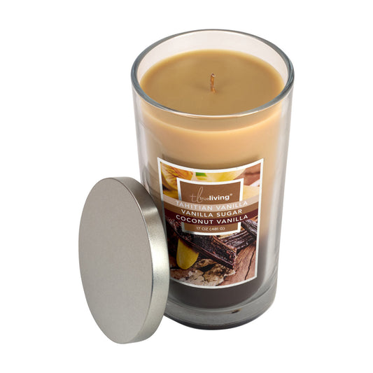 True Living Triple-Layer Scented Candle, Tahitian Vanilla, Vanilla Sugar & Coconut Vanilla, 17 oz