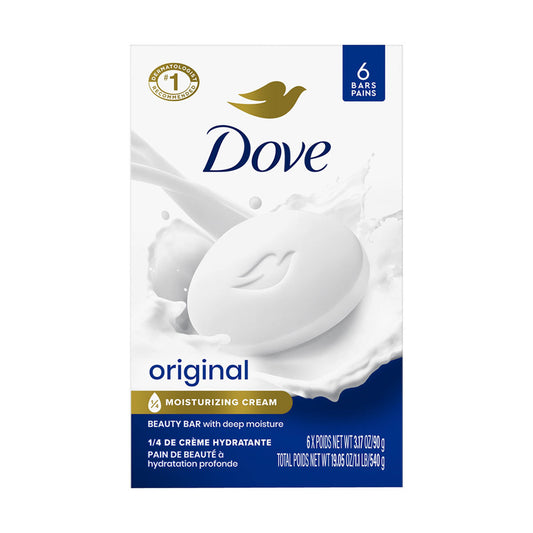 Dove Beauty Bar Soap, Original, 3.17 oz, 6 ct