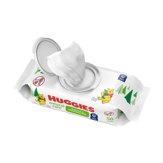 Huggies Natural Care Sensitive Baby Wipes, Unscented, 1 Flip-Top Pack (56 Wipes Total) (Select for More)