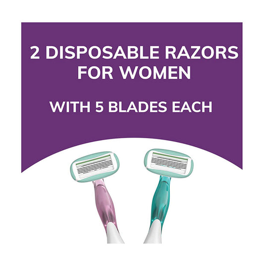 BIC Soleil Sensitive Advanced Women's Disposable 5 Blades Razors, 2 ct