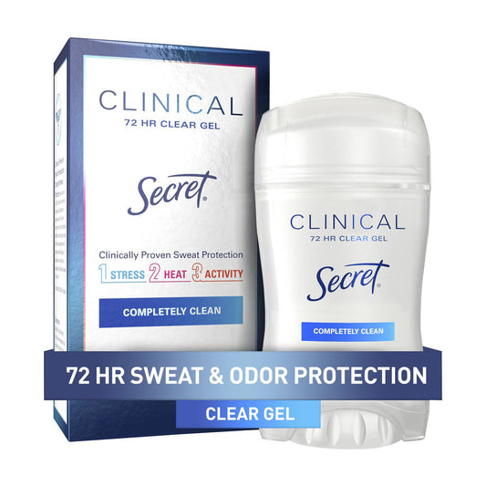 Secret Clinical Strength Clear Gel Antiperspirant and Deodorant for Women, Completely Clean, 1.6 oz