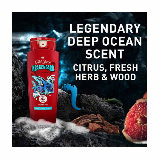 Old Spice Cleansing Body Wash for Men, 24/7 Shower Clean, Krakengard, Deep Ocean Scent, 16 oz