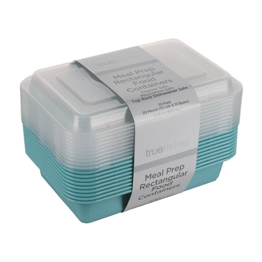TrueLiving Meal Prep Rectangular Food Containers, 10 pk, Assorted