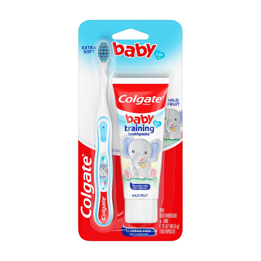 Colgate Baby Training Toothpaste & Toothbrush Set, Mild Fruit, 3-24 Months, 1.75 oz