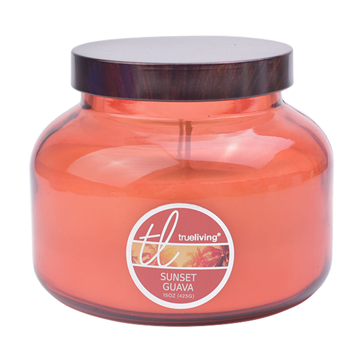 True Living Sunset Guava Fragranced Jar Candle, 15 oz