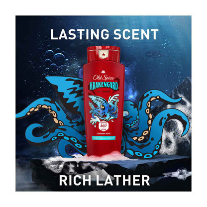 Old Spice Cleansing Body Wash for Men, 24/7 Shower Clean, Krakengard, Deep Ocean Scent, 16 oz