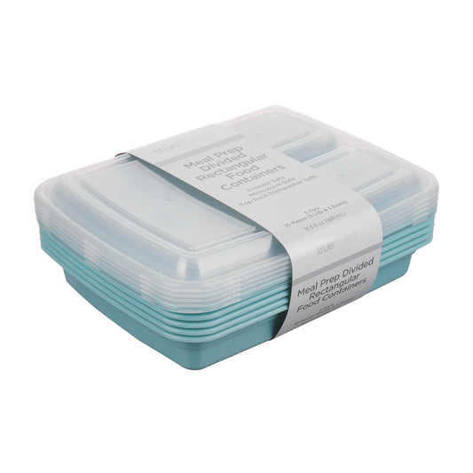 TrueLiving Meal Prep Divided Rectangular Food Containers, 5 pk, Assorted
