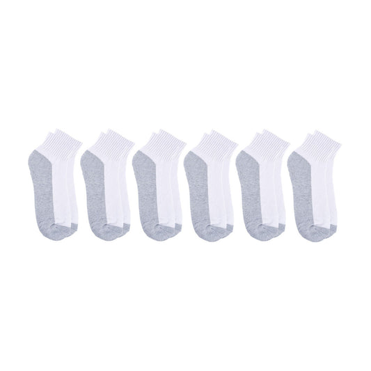 Zone Pro Men's Half Cushion Ankle Socks, Shoe Size 6-12, White, 6 pk