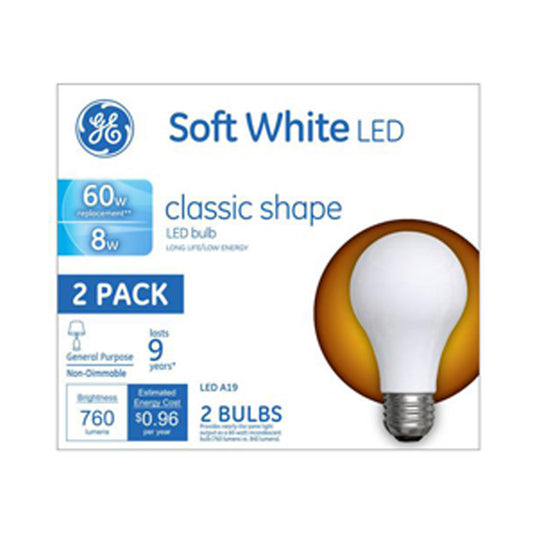 General Electric 60W LED Soft White, 2 ct