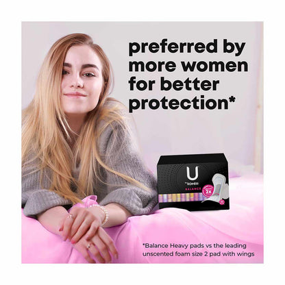 U by Kotex Balance Ultra Thin Overnight Pads with Wings, 26 ct