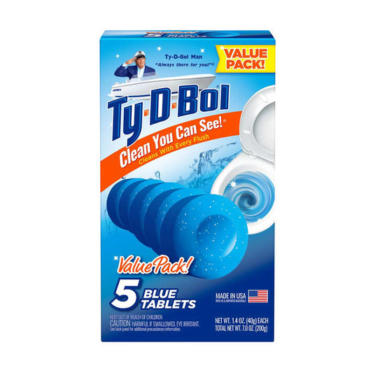 Ty-D-Bol Blue Tablets Toilet Bowl Cleaner Value, 5 Pack