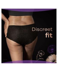 Always Discreet Boutique Low-Rise Incontinence Underwear Size S/M Maximum Absorbency, Up to 100% Leak Protection, Black, 12 Count
