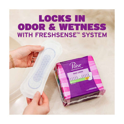 Poise Daily Liners, Incontinence Panty Liners, 2 Drop Very Absorbency, Regular Length, 48 Count of Pantiliners