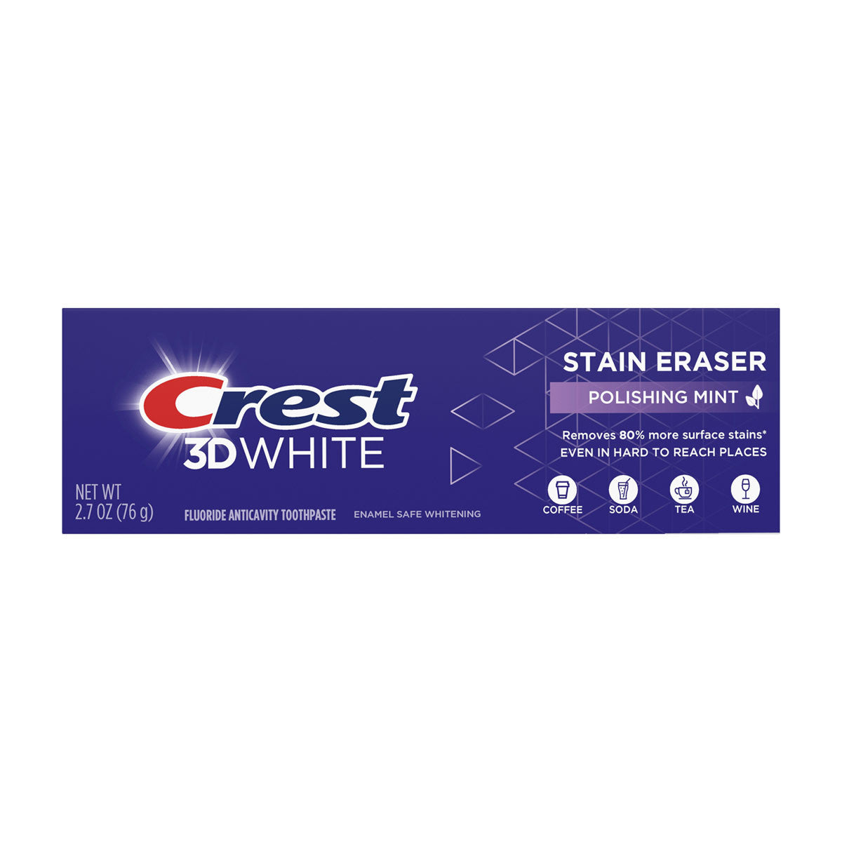 Crest 3D White Stain Eraser Teeth Whitening Toothpaste, Polishing Mint, 2.7 oz