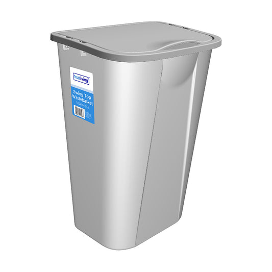 TrueLiving 11 Gallon Swing Top Wastebasket, Light Gray, 1 ct