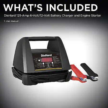 125-Amp 6-Volt/12-Volt Battery Charger and Engine Starter: 40-Amp/15-Amp Boost