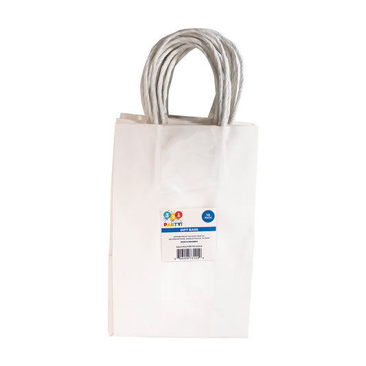 321 Party! Value Size Gift Bags - White, 10 ct