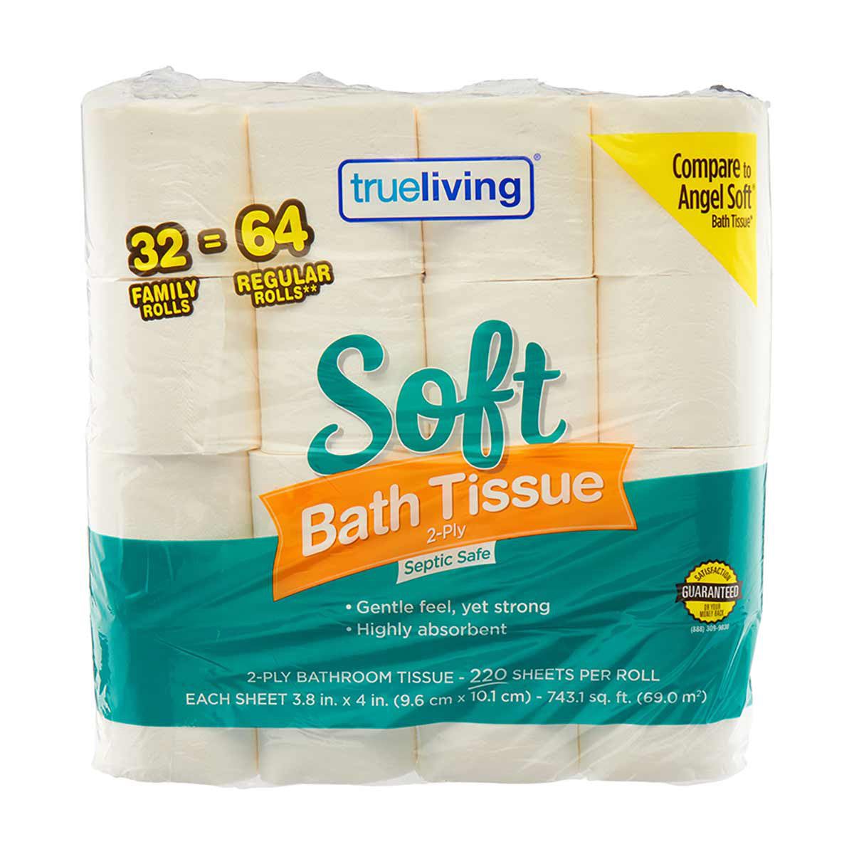 TrueLiving Soft Bath Tissue, 2-Ply Double Rolls, 32 pk