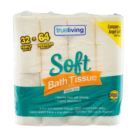 TrueLiving Soft Bath Tissue, 2-Ply Double Rolls, 32 pk