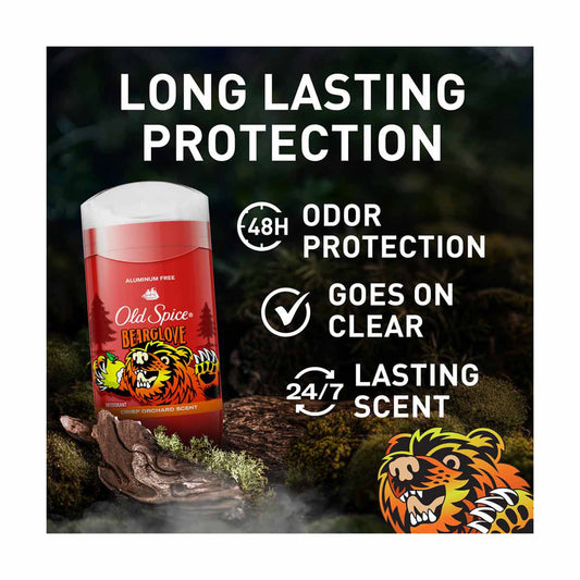 Old Spice Aluminum Free Deodorant for Men, 24/7 Freshness, Bearglove, Crisp Orchard Scent, 3 oz