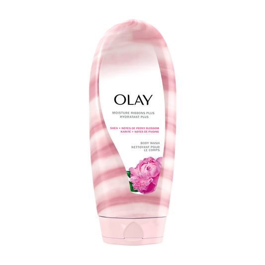 Olay Moisture Ribbons Plus Body Wash, Shea & Peony Blossom, 18 fl oz
