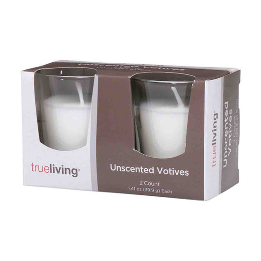 Trueliving Unscented White Votive Candles, 2 ct