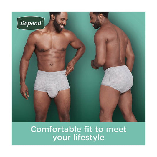 Depend Fresh Protection Adult Incontinence Underwear for Men, Disposable, Maximum, Small/Medium, Grey, 32 ct