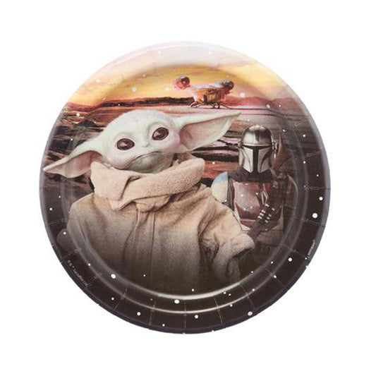 Unique 7" Star Wars The Mandalorian The Child Baby Yoda Party Plates, 8 ct