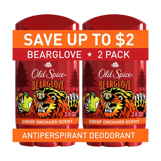 Old SpiceLong Lasting Antiperspirant and Deodorant for Men, Bearglove, Crisp Orchard Scent, 6 oz, 2 pk