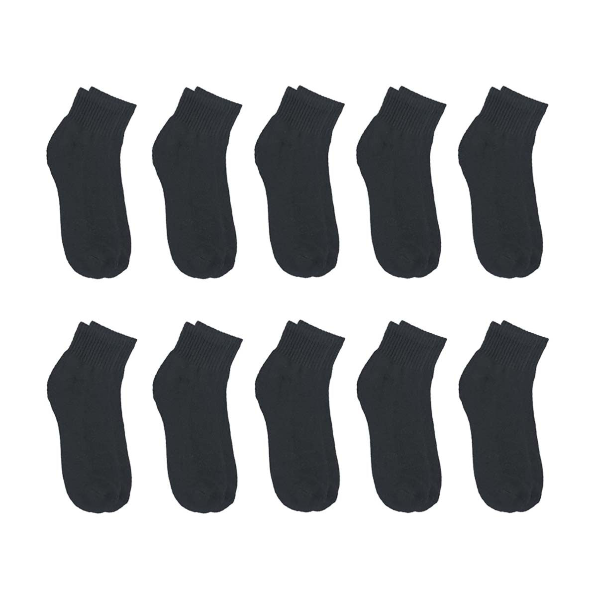 Zone Pro Men's Half Cushion Ankle Socks, Shoe Size 6-12, Black, 10 pk