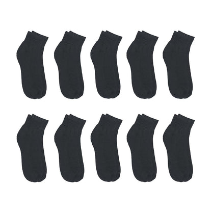 Zone Pro Men's Half Cushion Ankle Socks, Shoe Size 6-12, Black, 10 pk