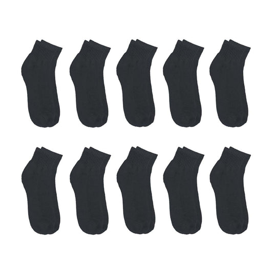 Zone Pro Men's Half Cushion Ankle Socks, Shoe Size 6-12, Black, 10 pk