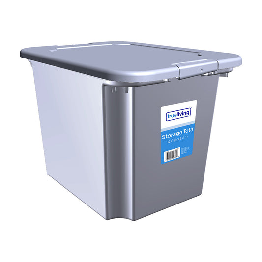 TrueLiving 12 Gallon Latching Tote, Gray, 1 ct