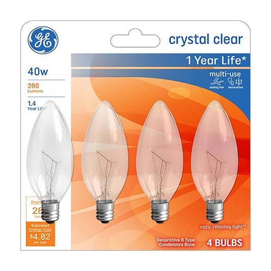 GE 40W Clear Blunt Tip Light Bulbs, 4 ct