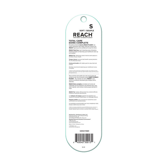 REACH Total Care Toothbrush with Toothbrush Cover - Soft Bristles, 3 ct