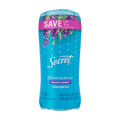 Secret Fresh Clear Gel Deodorant for Women, Lavender, 2.6 oz each, Pack of 2
